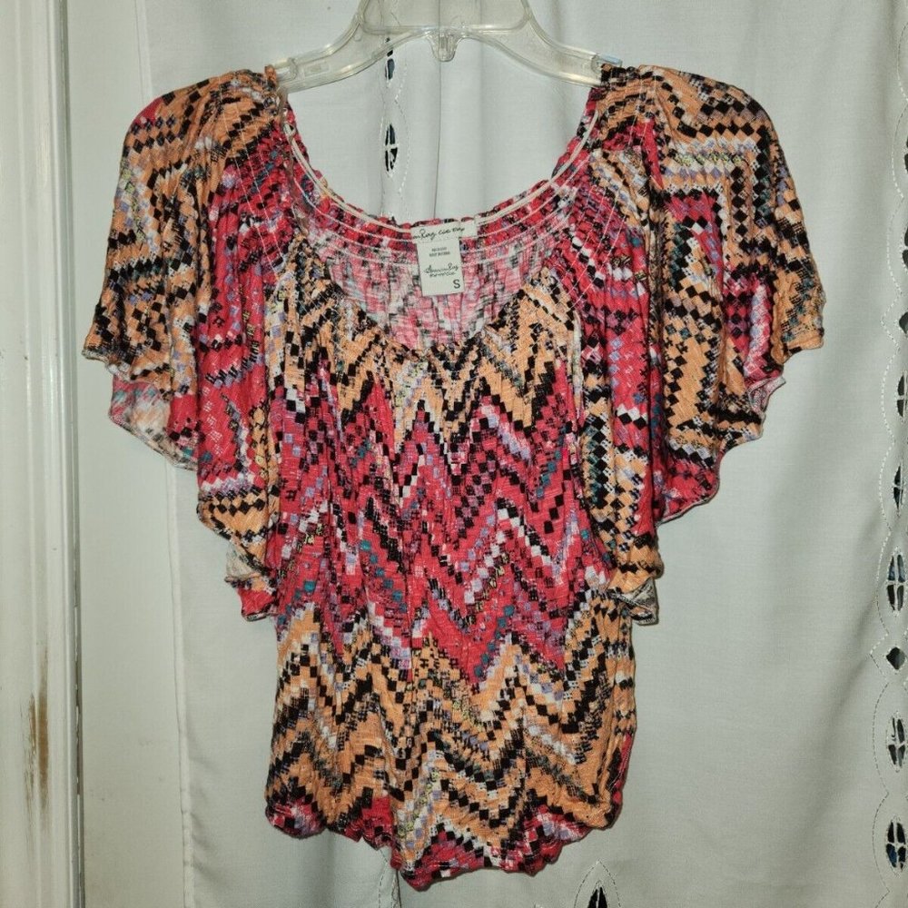 American Rag Cie Peasant Short Sleeves Top off shoulder Juniors Womens Size S